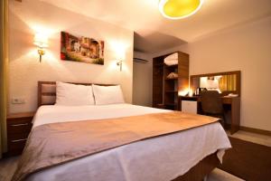 een hotelkamer met een bed en een bureau bij DMR GRAND SUİT in Sarıgazi