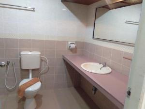 a bathroom with a toilet and a sink at Arwana Inn Tok Bali in Pasir Puteh