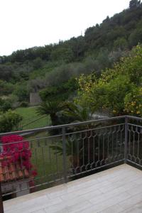 een balkon met een hek en bloemen bij Villa Mafalda in Pietra Ligure