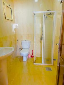 a bathroom with a shower and a toilet and a sink at Moon house n.30 in Dahab