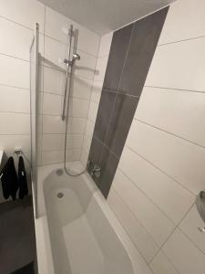 a bathroom with a shower and a bath tub at 3 Room City Apartment 90m2 in Heilbronn