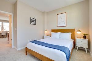 a bedroom with a large white bed with two night stands at Milpitas 1br w ac nr movies mall dining SFO-1639 in Milpitas