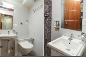 a bathroom with a toilet and a sink at Hotel Golden inn in Bangalore