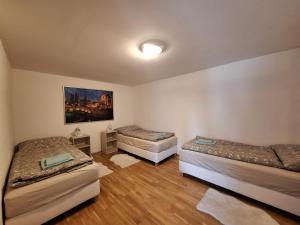 a room with two beds in a room at Alpenview Apartments Hauser in Reisach