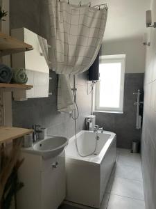 Koupelna v ubytování Balvi flat