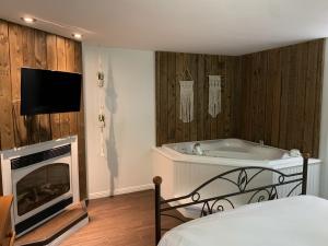 Телевизор и/или развлекательный центр в Domaine des Montagnais +80 фотографий