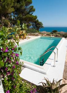 a swimming pool with a view of the ocean at Jabia Beach House in Marinella di Selinunte