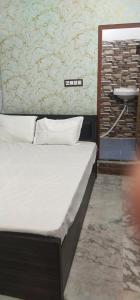 - une chambre avec un lit et un lavabo dans l'établissement HOTEL BLUE MOON, à kolkata