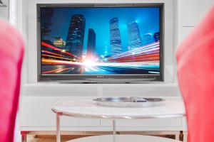TV a/nebo společenská místnost v ubytování Suite Standing dans bel Hôtel Particulier