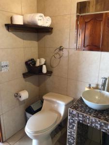 a bathroom with a toilet and a sink at Casa Haydee Monteverde in Monteverde Costa Rica