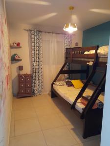 1 Schlafzimmer mit 2 Etagenbetten in einem Zimmer in der Unterkunft Chez Marie in La Plaine des Palmistes