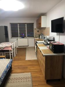 Η κουζίνα ή μικρή κουζίνα στο Apartament în regim hotelier familie