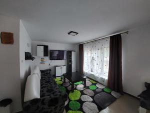 a living room with a couch and a window at Casa Nico Nelu Duplex in Arieşeni