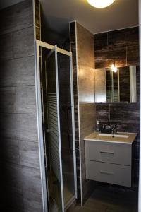 a bathroom with a shower and a sink at Cabana & Les Débuts du Ski in Les Avanchers