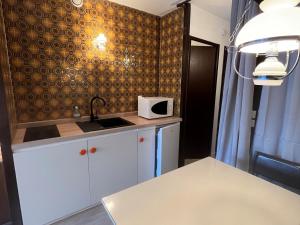 cocina con fregadero y microondas en Appartement Villard-de-Lans, 2 pièces, 6 personnes - FR-1-761-34 en Villard-de-Lans