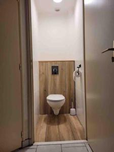 a small bathroom with a toilet in a room at Appartement calme et chaleureux in Tours