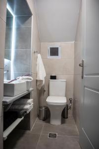 a small bathroom with a toilet and a sink at Simo's Apartments in Egina