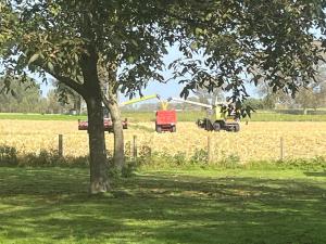 un campo con tractor y parque infantil en Schuur 80 