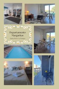 un collage de fotos de un hotel con piscina en Departamento Margaritas en Santa Rosa