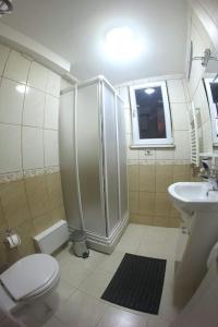 a bathroom with a shower and a toilet and a sink at taksim squre residence in Istanbul