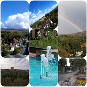 un collage de cuatro fotos con un arco iris en CrisAnd 4 Brockenblick en Altenau