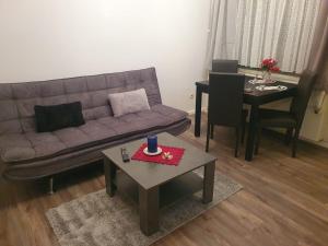 a living room with a couch and a table at CrisAnd 4 Brockenblick in Altenau