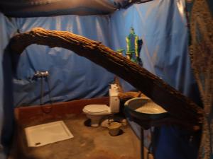 a bathroom with a sink and a toilet at Tamaris Camp in Hassilabied