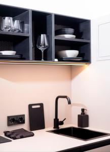 Küche/Küchenzeile in der Unterkunft YokoLou - Design-Apartments