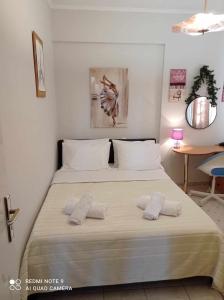 sypialnia z łóżkiem z 2 poduszkami w obiekcie ΤΣΙΤΣΑΝΗ 167 w mieście Tríkala