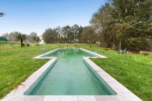 Fontoura的住宿－Quinta de San Antonio，草地中央的游泳池
