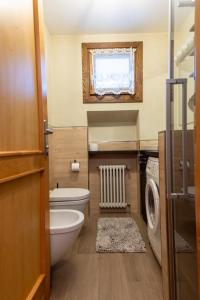 a bathroom with a toilet and a washing machine at Appartamento Lorenzo in Livigno