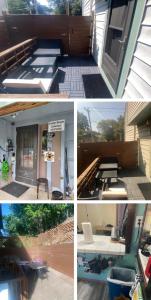 een collage van vier foto's van een huis bij Rock Pad AirBnB in New Haven