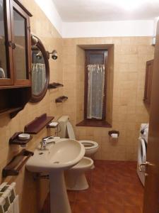 a bathroom with a sink and a toilet at Villa Valentina in Sestola