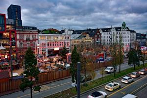 Nespecifikovaný výhled na destinaci Hamburk nebo výhled na město při pohledu z hotelu