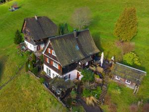 - une vue aérienne sur une grande maison sur une colline dans l'établissement Historisches Waldhaus, à Alpirsbach