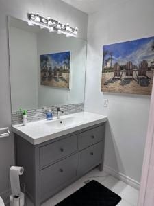 a bathroom with a sink and a mirror at DARON HOMES in Brampton