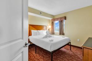 a hotel room with a bed and a window at City View Unit in the heart of Myrtle in Myrtle Beach +27 photos