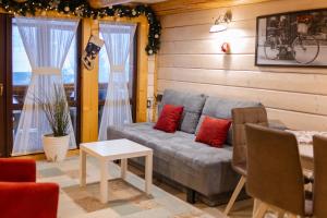 ein Wohnzimmer mit einem Sofa und einem Tisch in der Unterkunft Provence in Slawske