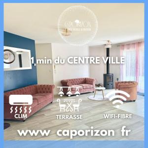 un soggiorno con mobili rosa di Caporizon -Villa Pommier-6 personnes-Terrasse-Jardin a Crégandie