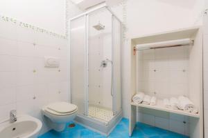 a bathroom with a shower and a toilet and a sink at Casa Danira - Positano in Positano