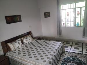 1 dormitorio con cama y ventana en Pahasu House, en Jaipur