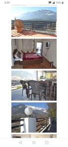 a collage of pictures of a room with a bed and a table at Hotel Manali Jain Cottage in Manāli