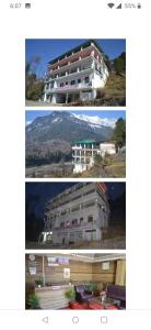 two pictures of a building in two different views at Hotel Manali Jain Cottage in Manāli