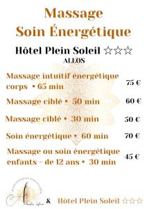 Ett certifikat, pris eller annat dokument som visas upp på Hotel Plein Soleil