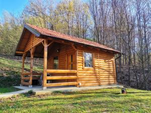 a log cabin in the middle of a field at Brvnara in Arandelovac