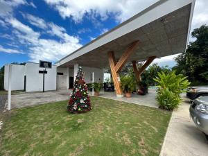 a christmas tree in the yard of a house at Villa Inoa en Playa Jaco in Jacó