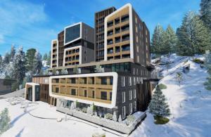 a rendering of a building in the snow at Winter Park Idila in Bjelašnica