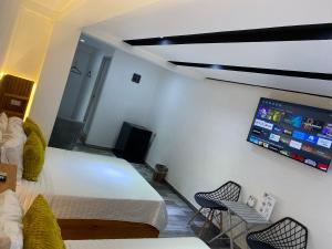 TV a/nebo společenská místnost v ubytování Hotel DABA