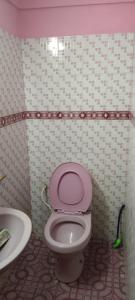 トリンコマリーにあるDino Enjoy Propertyのバスルーム(ピンクのトイレ、シンク付)