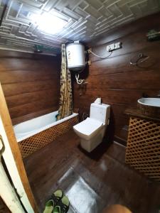 a bathroom with a toilet and a sink at Hb nancy group of houseboats in Srinagar